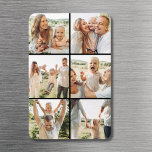 Custom 6 Photo Black Collage Modern Simple  Magnet<br><div class="desc">Display your favourite memories with sleek, modern flair using this Custom 6-Photo Black Collage Magnet. Featuring a minimalist black background and six-photo grid layout, this personalised magnet is the perfect way to showcase family moments, travel adventures, or pet snapshots. Add your own custom text—like a name, date, or short message—for...</div>