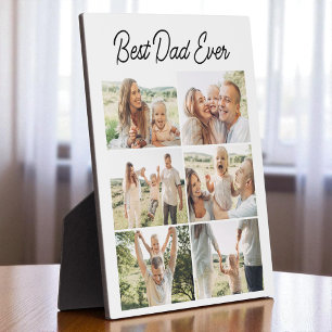 Custom 6 Photo Collage Best Dad Ever Plaque