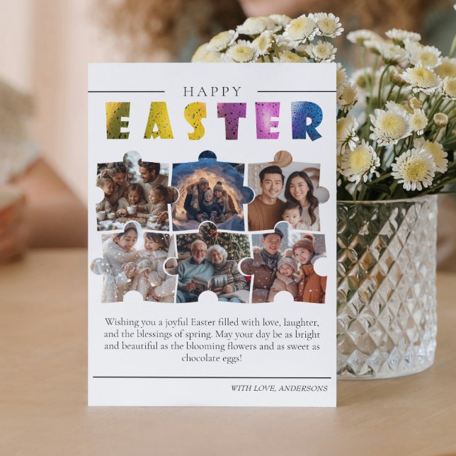 Custom 6 photo collage Easter postcard (Creator Uploaded)