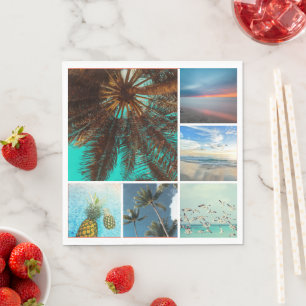 Custom 6 Photo Collage Personalised Paper Napkin