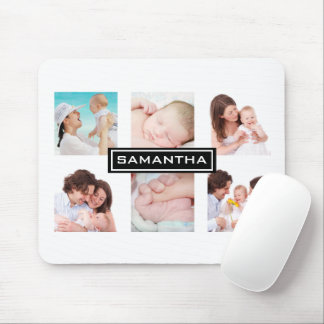 Custom 6 Photo Collage Personalised White Mouse Pad