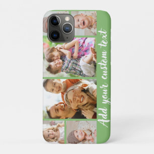 Custom 6 Photo Collage Script Text Light Green Case-Mate iPhone Case