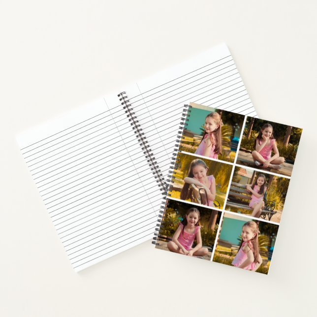 Custom 6 Photo Collage Spiral Notebook (Inside)