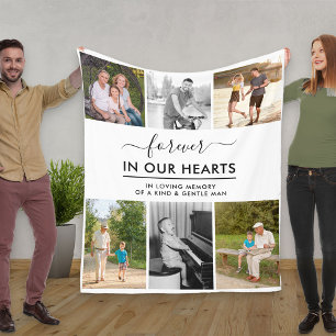 Custom 6 Photo In Loving Memory White Fleece Blanket