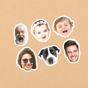 Custom 6 Photos Faces Waterproof Vinyl Stickers