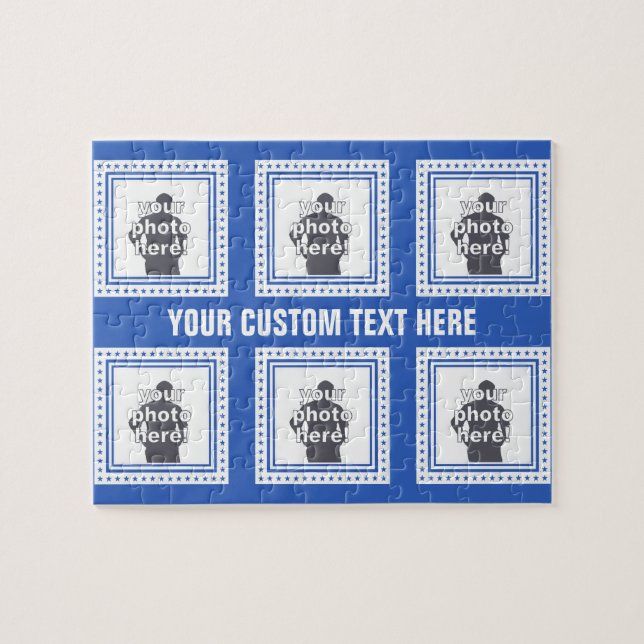 CUSTOM 6 PHOTOS, TEXT & COLOR puzzle (Horizontal)