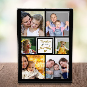 Custom 6 Picture Collage Family Quote Black Photo Block