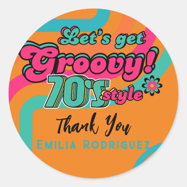 Custom 70's Retro Disco Birthday Boogie Groovy  Classic Round Sticker (Front)