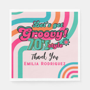 Custom 70's Retro Disco Birthday Boogie Groovy Napkin