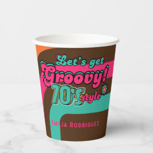 Custom 70's Retro Disco Birthday Boogie Groovy  Paper Cups