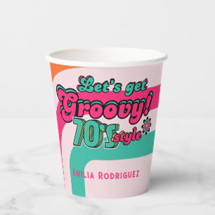 Custom 70's Retro Disco Birthday Boogie Groovy  Paper Cups