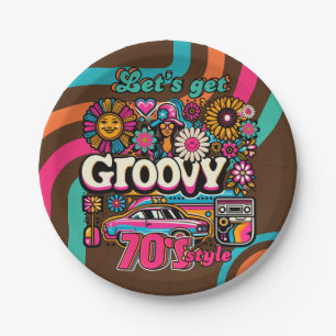 Custom 70's Retro Disco Birthday Boogie Groovy  Paper Plate