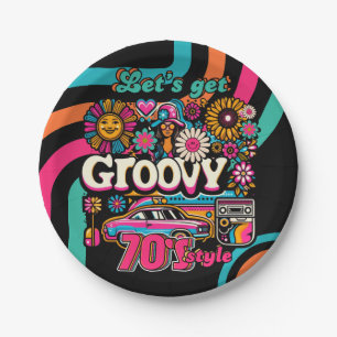 Custom 70's Retro Disco Birthday Boogie Groovy  Paper Plate