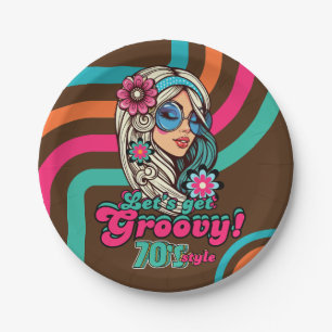Custom 70's Retro Disco Birthday Boogie Groovy  Paper Plate