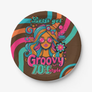 Custom 70's Retro Disco Birthday Boogie Groovy  Paper Plate