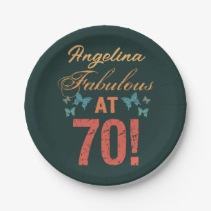 Custom 70th Birthday Fabulous Paper Plate