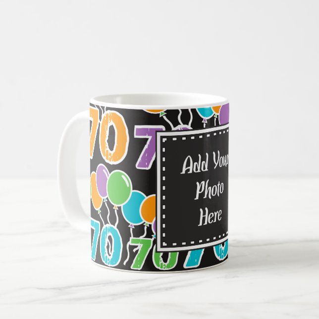 Custom 70th Birthday Photo Colourful Mug (Front Left)