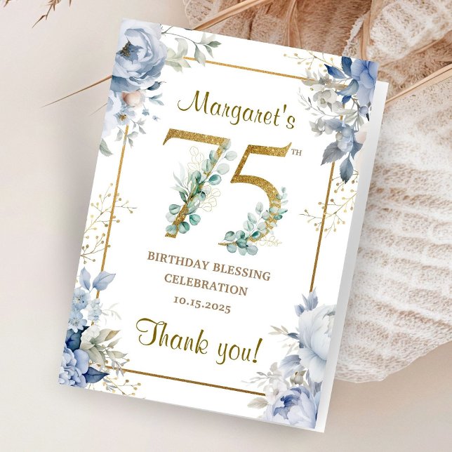 Custom 75th Birthday Folded Thank You Cards (Creator Uploaded)
