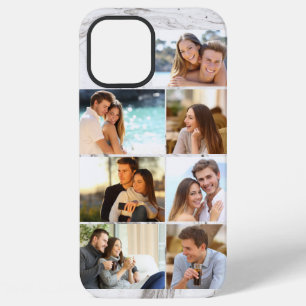 Custom 7 Photo Collage Grey Marble iPhone 12 Pro Max Case