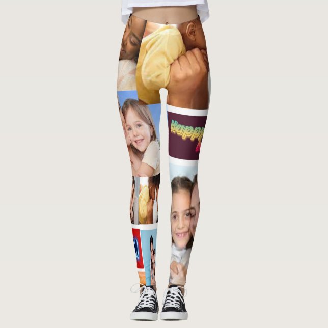 Custom 7 Photo Collage Leggings (Front)