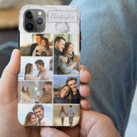Custom 7 Photo Collage on Grey Marble
