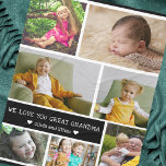 Custom 7 Photo Collage We Love You Great Grandma Fleece Blanket<br><div class="desc">Photo collage fleece blanket  to express your love to great grandma on her birthday , Christmas, grandparent's day,  mother's day,  holiday,  etc..
Personalise with 7 favourite pictures and names.</div>