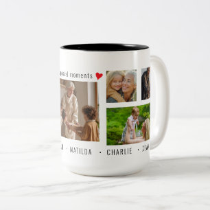 Custom 7 Photo & Text Special Moments Two-Tone Coffee Mug
