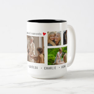 Custom 7 Photo & Text Special Moments Two-Tone Coffee Mug
