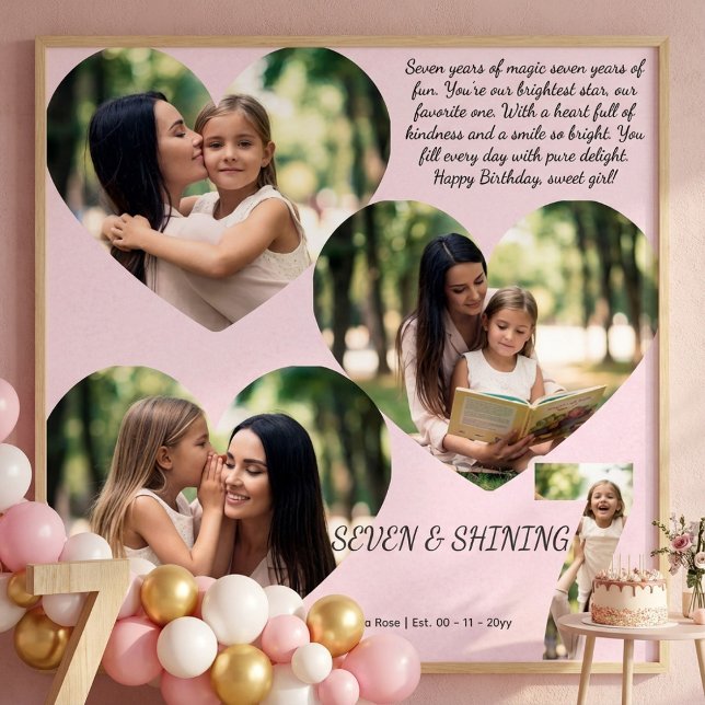 Custom 7th Birthday Photo Collage Poster (Creator Uploaded)