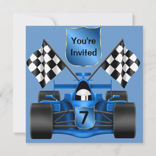 CUSTOM 7th BIRTHDAY Race Car Invitation (Front)