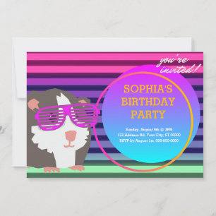 Custom 80's Retro Guinea Pig Throwback  Invitation