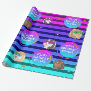 Custom 80's Retro Guinea Pig Throwback  Wrapping Paper