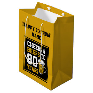 Custom 80th Birthday Cheers & Beers to 80 Years Medium Gift Bag
