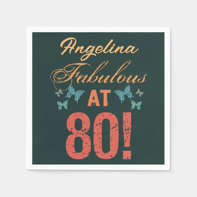 Custom 80th Birthday Fabulous Napkin (Front)