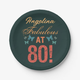 Custom 80th Birthday Fabulous Paper Plate