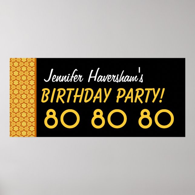 Custom 80th Birthday or Any Year Gold Stars Poster (Front)