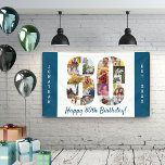 Custom 80th Birthday Party Photo Collage Banner<br><div class="desc">Create your own photo collage banner for an 80th Birthday Party. The template is set up for you to add your custom name or wording and your favourite photos. Your photos will automatically appear as a photo collage in the shape of the number 80. The banner has ocean blue borders...</div>