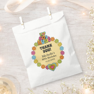 Custom 80th Birthday Retro 60s Music Theme Favour Bags