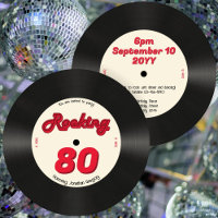 Custom 80th Birthday Retro Music Record Rocking