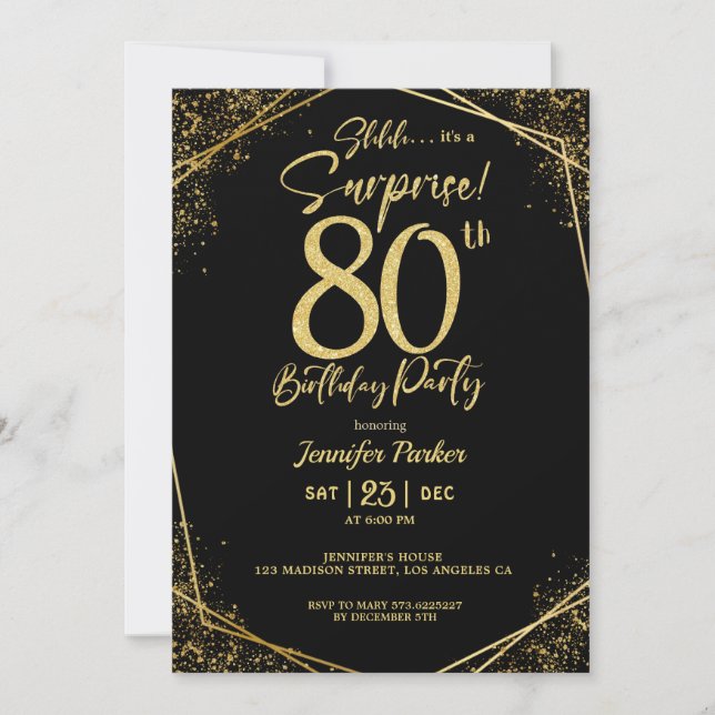 Custom 80th Birtrhday Invitation (Front)