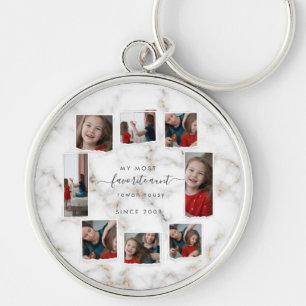 Custom 8 Eight Photo Collage Modern Elegant Family Key Ring