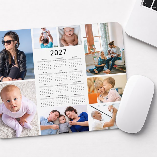 Custom 8 Photo Collage 2027 Calendar Mousepad (Creator Uploaded)