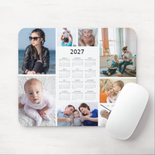 Custom 8 Photo Collage 2027 Calendar Mousepad