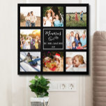 Custom 8  Photo Collage Foam Peel & Stick Foam Core Photo Tile<br><div class="desc">A custom photo collage of textured foam with a peel and stick photo board. It features 8 photos of family, pets, memories, events, your photography, etc. and further personalised with a simple message, family name and year set against a black background. The colours of the background and text can be...</div>