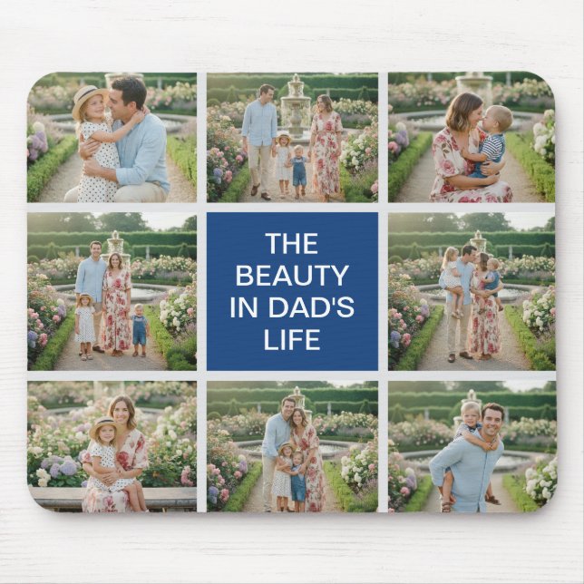 Custom 8 Photo Collage - Personalized Dad Gift Mouse Pad (Front)
