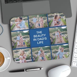 Custom 8 Photo Collage - Personalized Dad Gift Mouse Pad