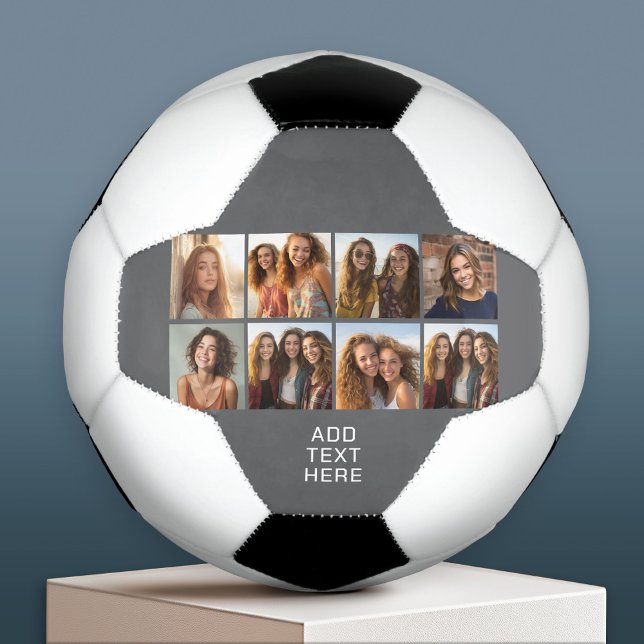 Custom 8 Photo Collage with Square Photos Soccer Ball (Custom Soccer Ball)