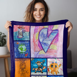 Custom 8 Photo Kids' Art Keepsake Fleece Blanket