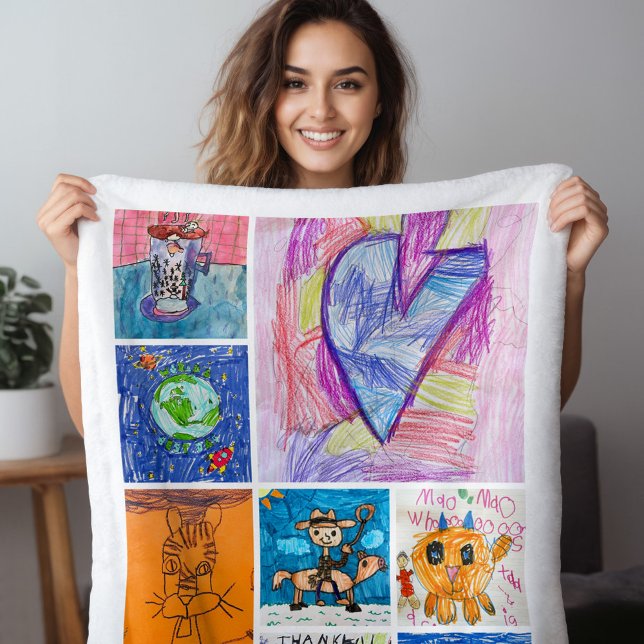 Custom 8 Photo Kids' Art Keepsake Fleece Blanket (Creator Uploaded)