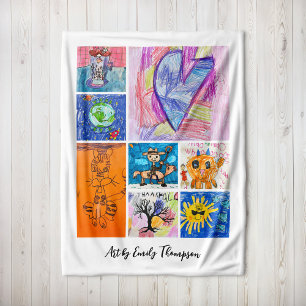 Custom 8 Photo Kids' Art Keepsake Fleece Blanket